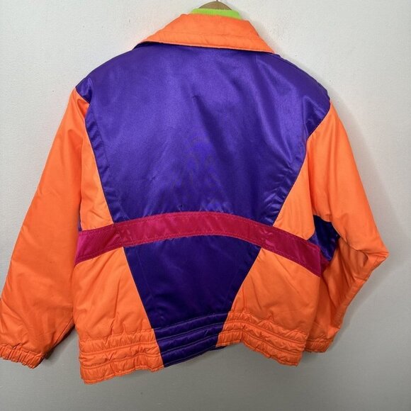 Vintage 80s 90s Neon Coltech Woman 10 L  Ski Jacket Coat Rad Pink Retro Orange - Picture 6 of 11